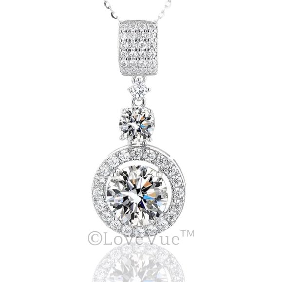 Certified 6ct. t.w. Diamond Brilliant Cut Halo Drop Necklace - Picture 4 of 14